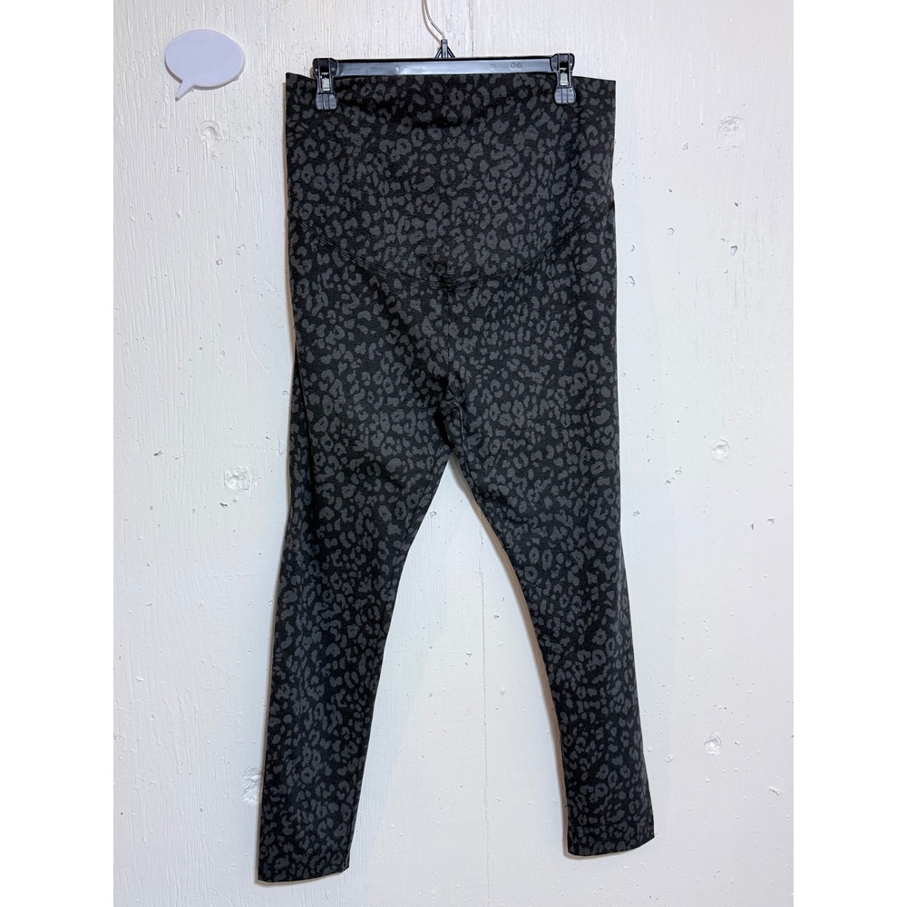 Old Navy Maternity Leopard Print High Waisted Leggings Gray Large Black NWT 00